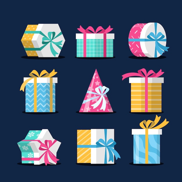 Free Vector christmas gift collection in flat design