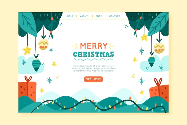 Christmas landing page with illustrations