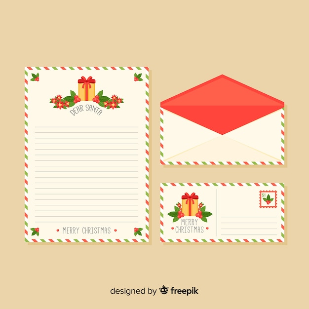 Free Vector christmas letter with envelope with bells