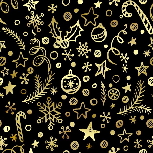 Christmas and New Year golden seamless pattern EPS 10