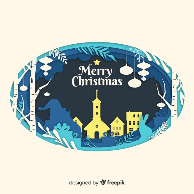 Christmas oval village background