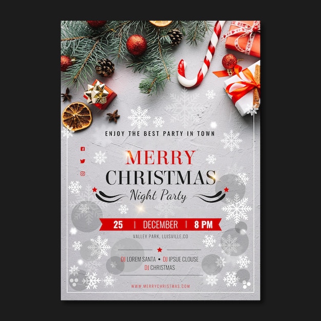 Free Vector christmas party poster template