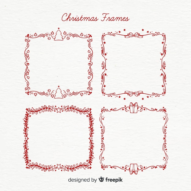 Free Vector christmas simple frame pack