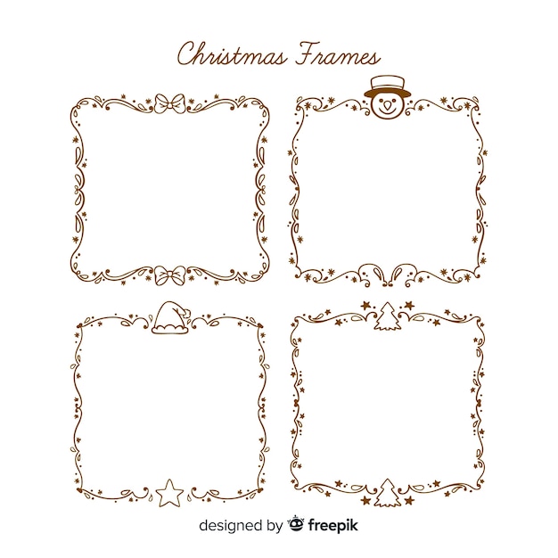 Free Vector christmas simple frame pack