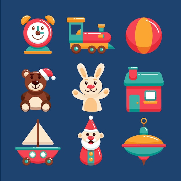 Free vector christmas toy collection in flat design