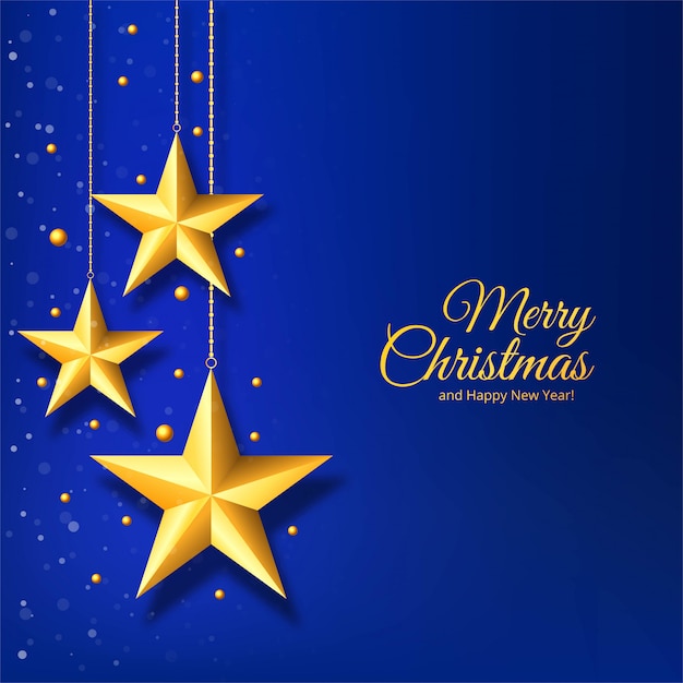 Free Vector christmas with golden star on blue background