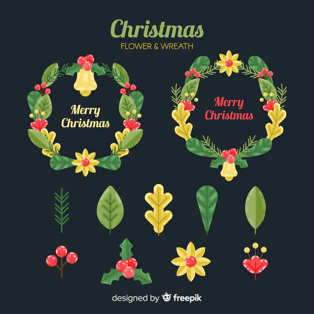 Christmas wreath and flower collection