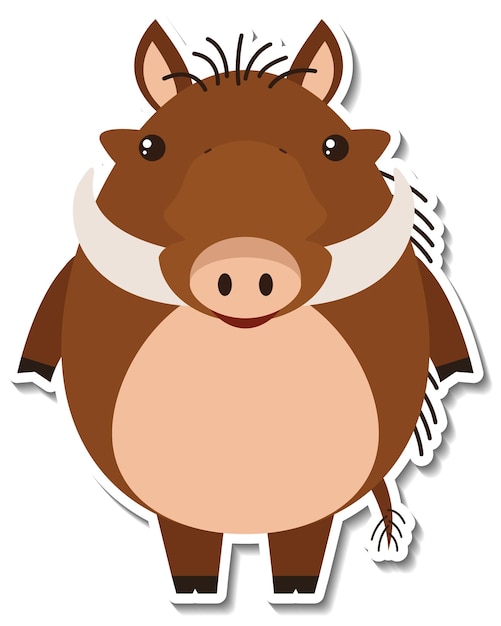 Free Vector chubby boar animal cartoon sticker