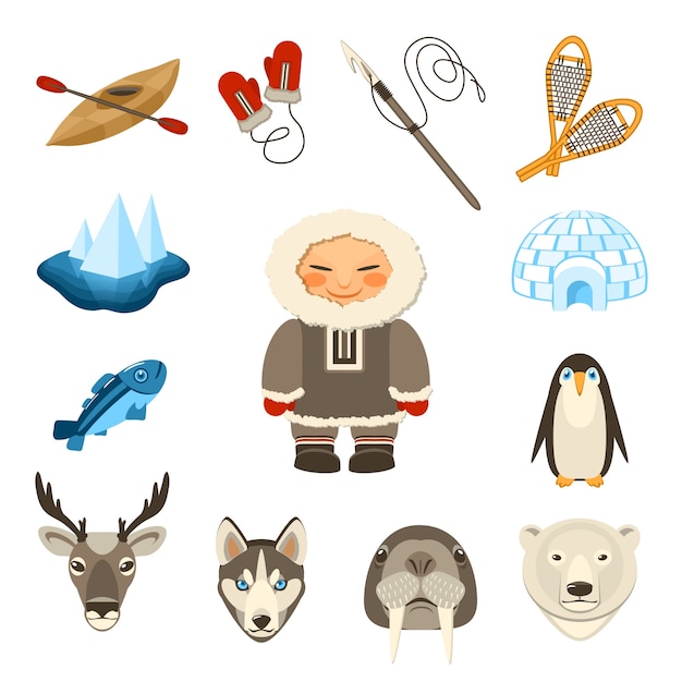 Free vector chukchi icons set