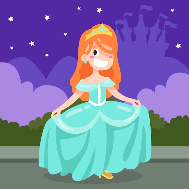 Free Vector cinderella princess in the night