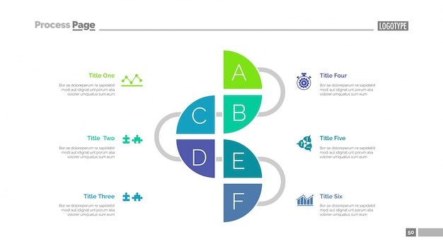 Circle round line chart slide template