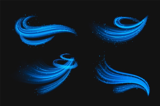 Free Vector circle and wave blue wind effect with particles