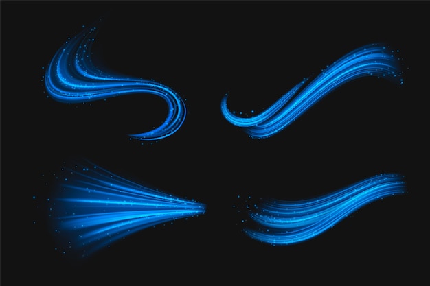 Free Vector circle and wave blue wind effect with particles