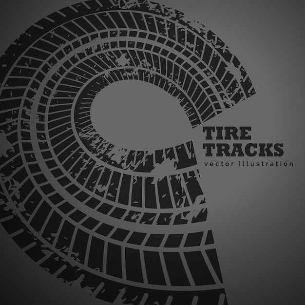 Free Vector circular tire track on dark background