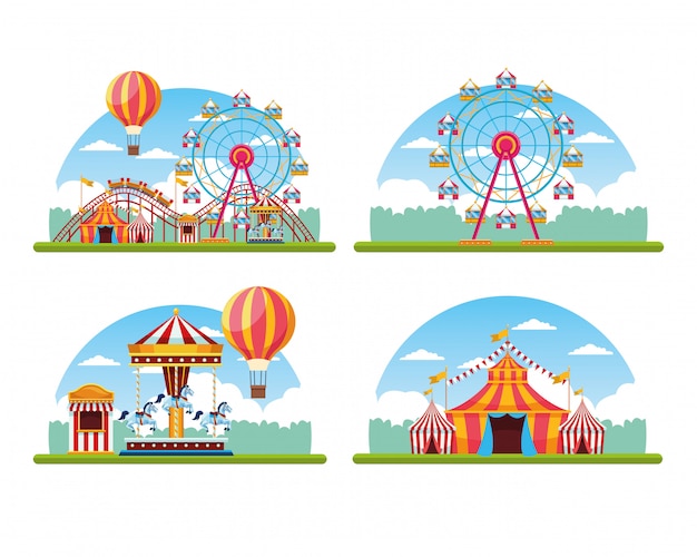 Circus festival fair set of scenery