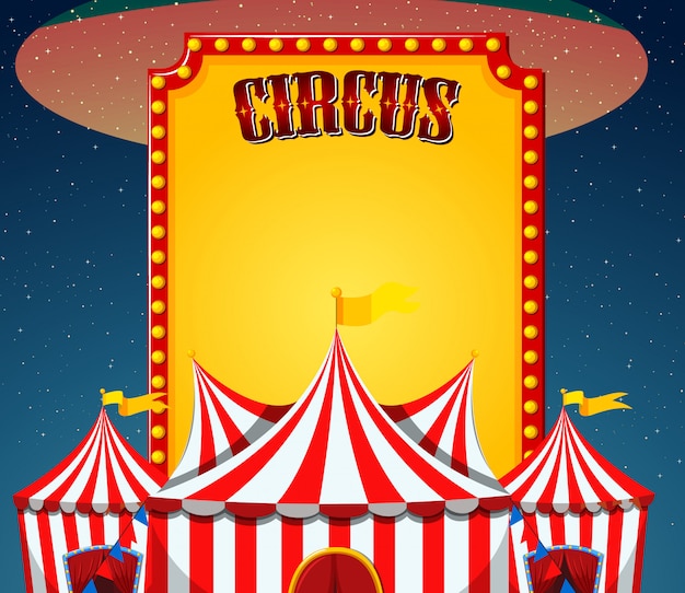 Circus sign template with circus tents in