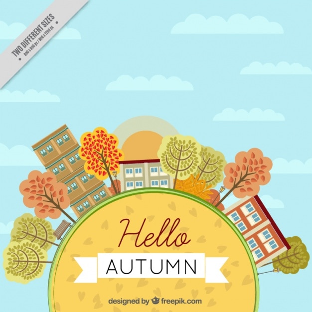 Free Vector city background in autumn