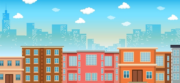 Free Vector city building view at daytime