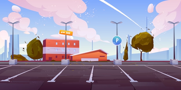 Free Vector city car parking empty lots cartoon 