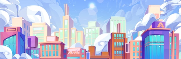 Free Vector city downtown landscape with skyscraper buildings