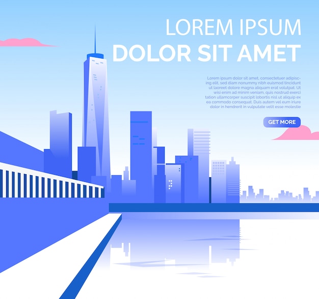 Free vector city downtown with skyscrapers and sample text