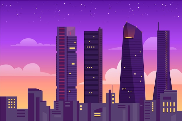 Free Vector city landmarks wallpaper for video conferencing