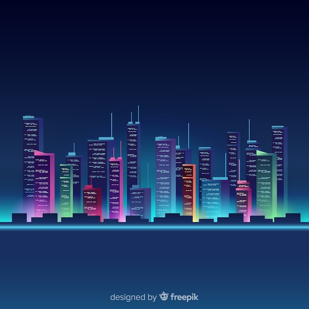 Free vector city neon background