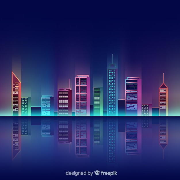 Free vector city neon background