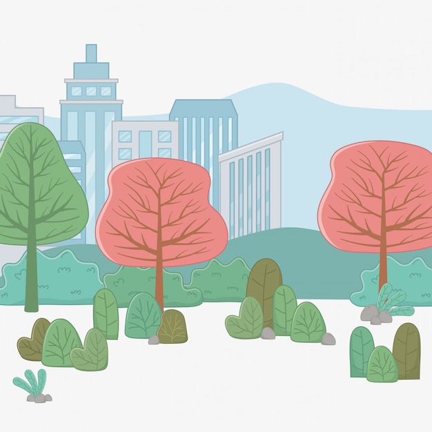 Free vector city and plants
