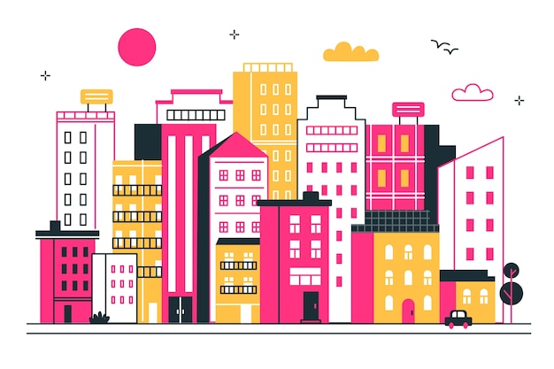 Free vector city skyline concept illustration