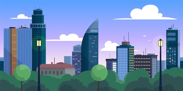Free vector city skyline landmarks illustration