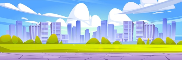 Free Vector city skyline, summer time urban view background