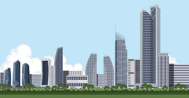 City skyscraper buildings background