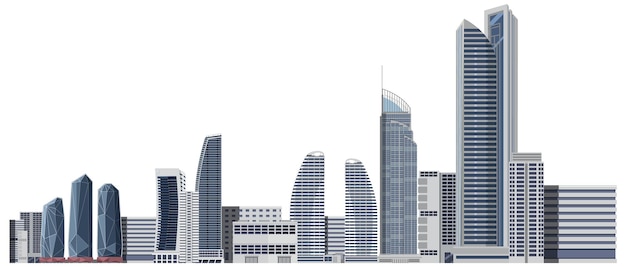 Free Vector city skyscraper buildings on white background