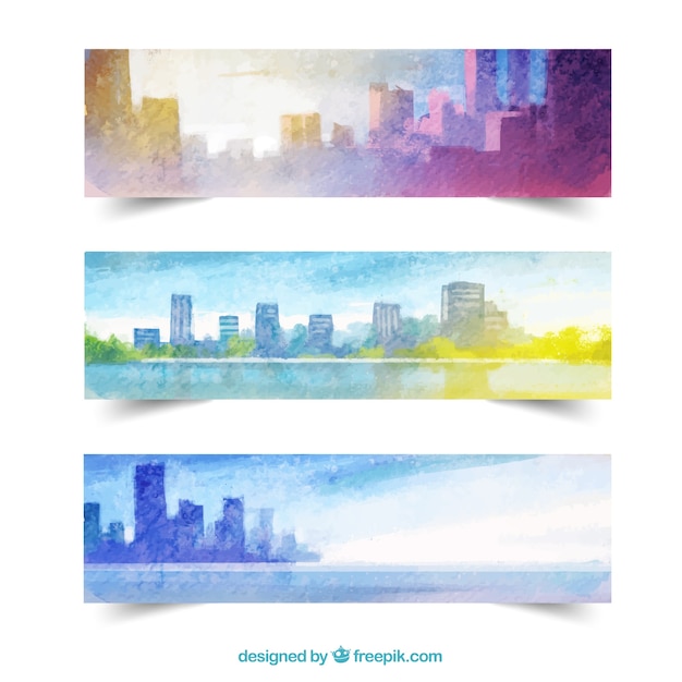 Free vector cityscape banners