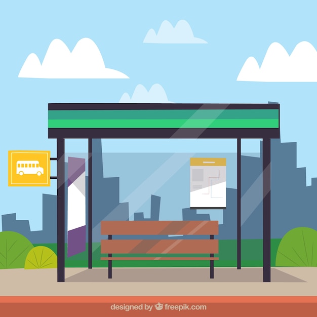 Free vector cityscape with bus stop