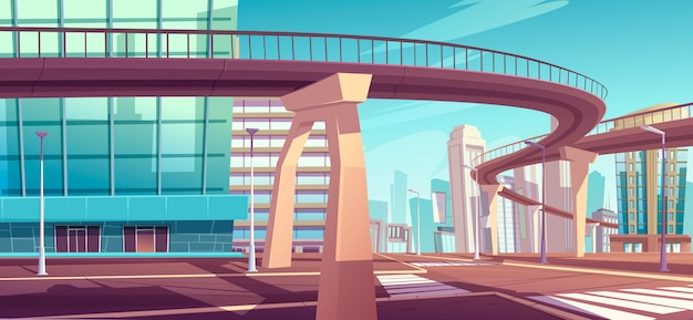 Free vector cityscape with skyscrapers and overpass highway