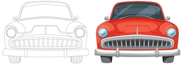 Free Vector classic car illustration in color and outline