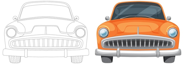 Free Vector classic car illustration sketch to color