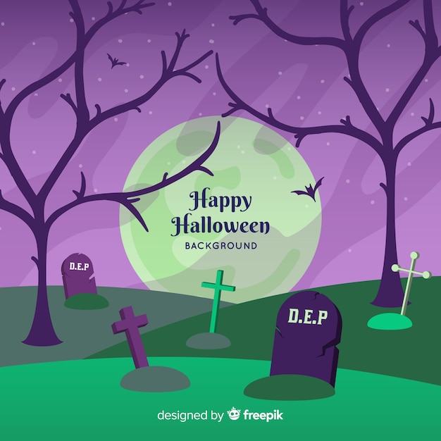 Free Vector classic halloween background with flat design