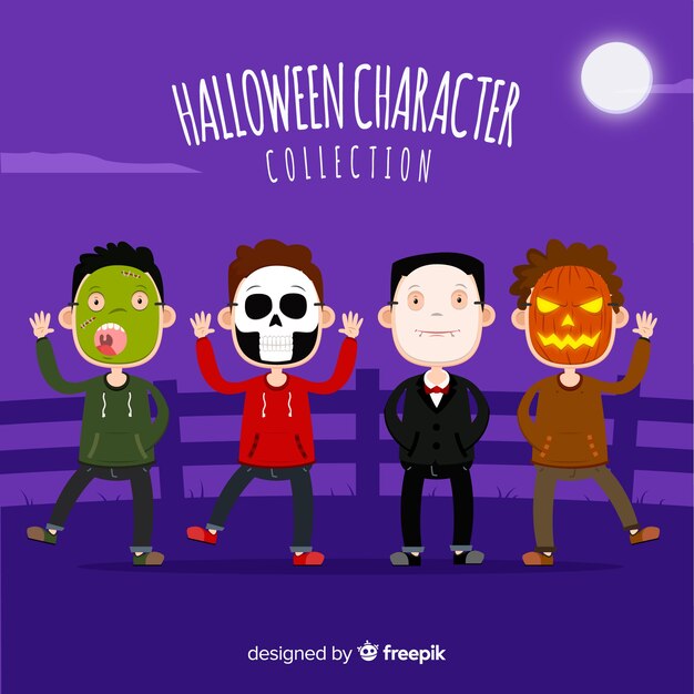 Classic halloween character collection with flat design