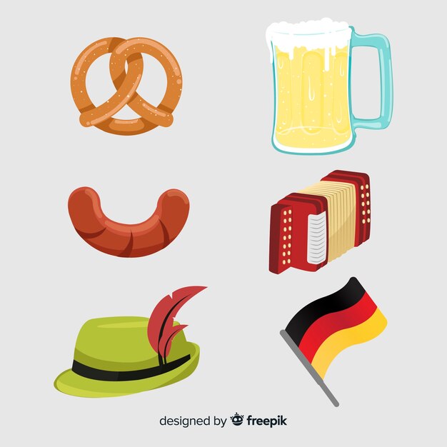 Classic oktoberfest element collecton with flat design