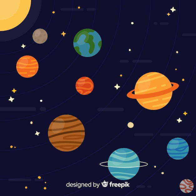 Free Vector classic solar system scheme with flat deisgn