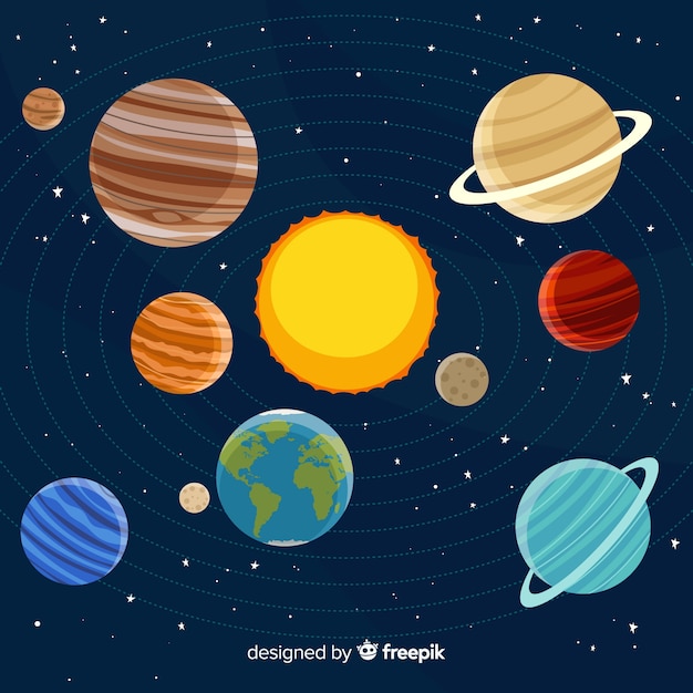 Classic solar system scheme with flat deisgn