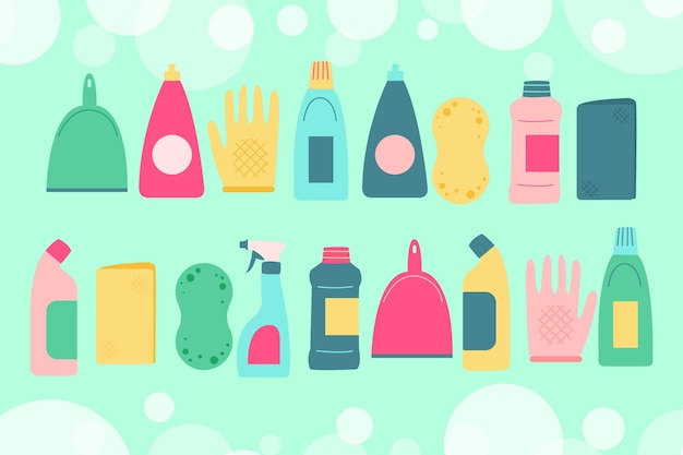 Free Vector cleaning equipment pack