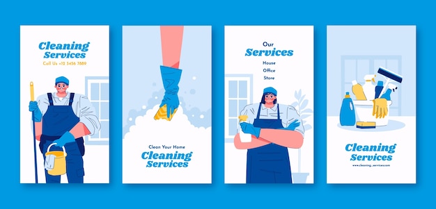 Free Vector cleaning service instagram stories template design