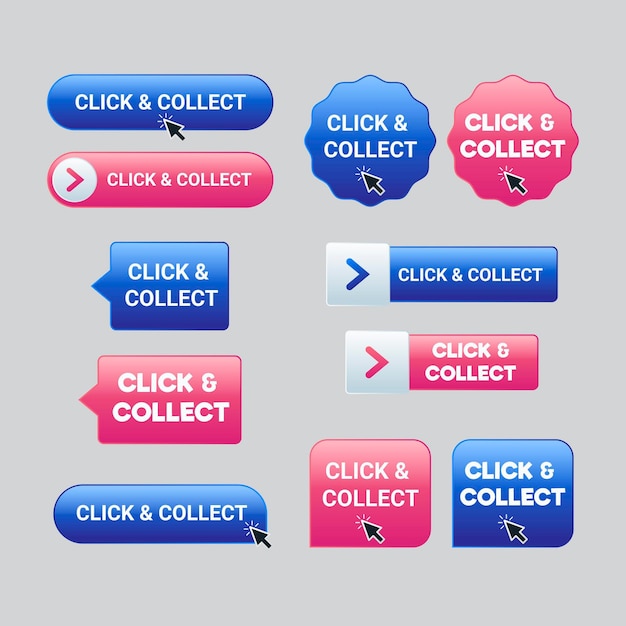 Free Vector click and collect button collection