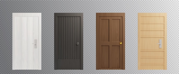 Free Vector closed wooden front doors of different colors