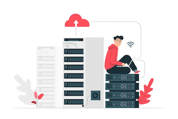 Free Vector cloud hosting concept illustration