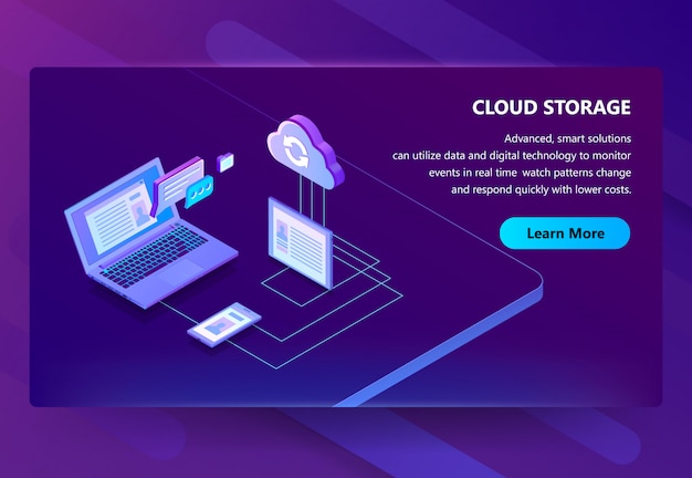 Free vector cloud storage web technology illustration